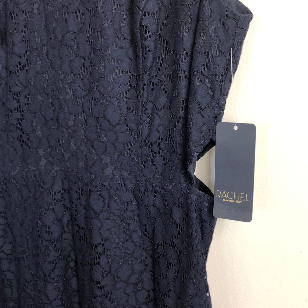 NWT  RACHEL Rachel Roy Navy Elana Lace Dress Cut out Side  Dress - Picture 12 of 14